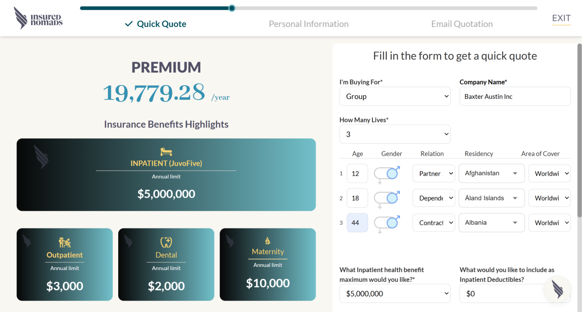 Group Health Quote project preview