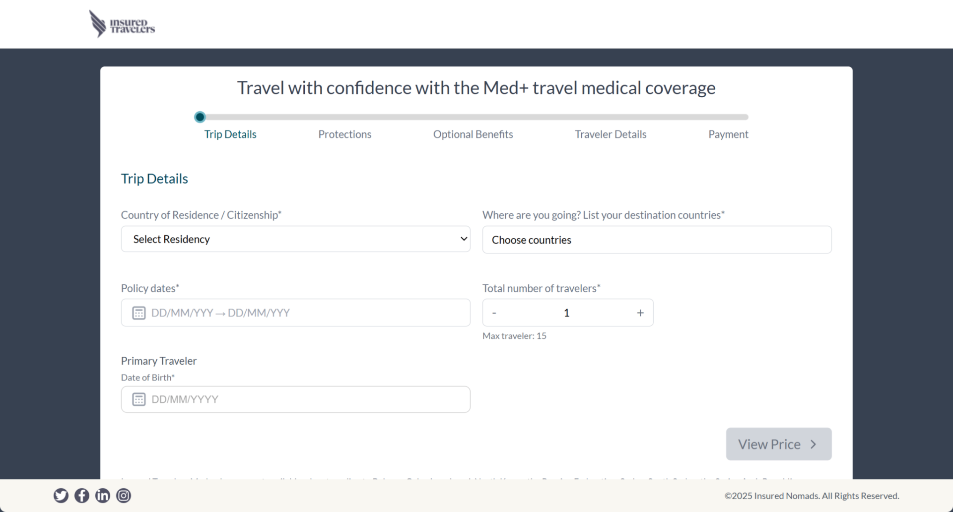 Travel Insurance Quote Quoting · Payments project preview by Instly